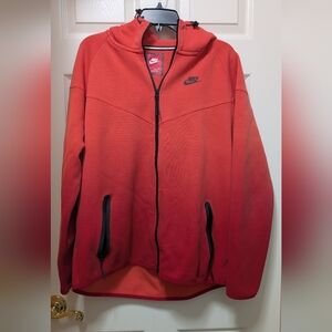 Nike Tech Fleece Red Faded Hooded Windrunner Jacket hoodie Size XL Ombre